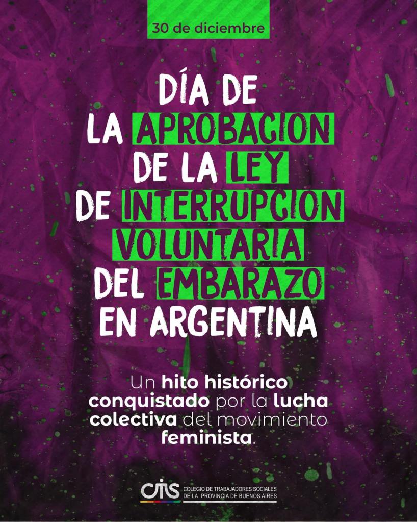 El CATSPBA reflexionó en el aniversario de la aprobación de Ley de Interrupción Voluntaria del Embarazo en Argentina