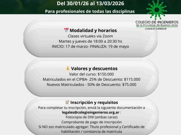 Colegio de Ingenieros: Curso de Práctrica Procesal 2026