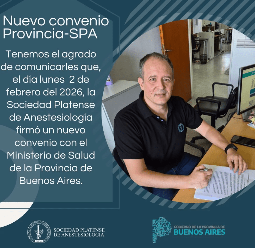Se firmó el convenio 2026 entre la Sociedad Platense de Anestesiología y la provincia de Buenos Aires