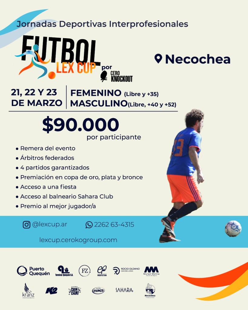 Jornadas Deportivas Interprofesionales: Bioquímicos del Distrito I participarán del Lex Cup en Necochea