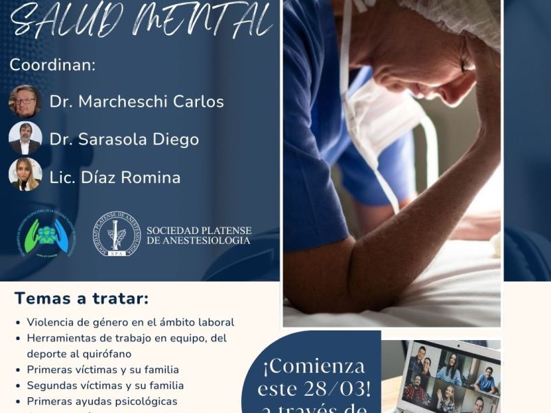 Ya está abierta la inscripción al Ciclo de Conversatorios en Salud Mental de la Sociedad Platense de Anestesiología