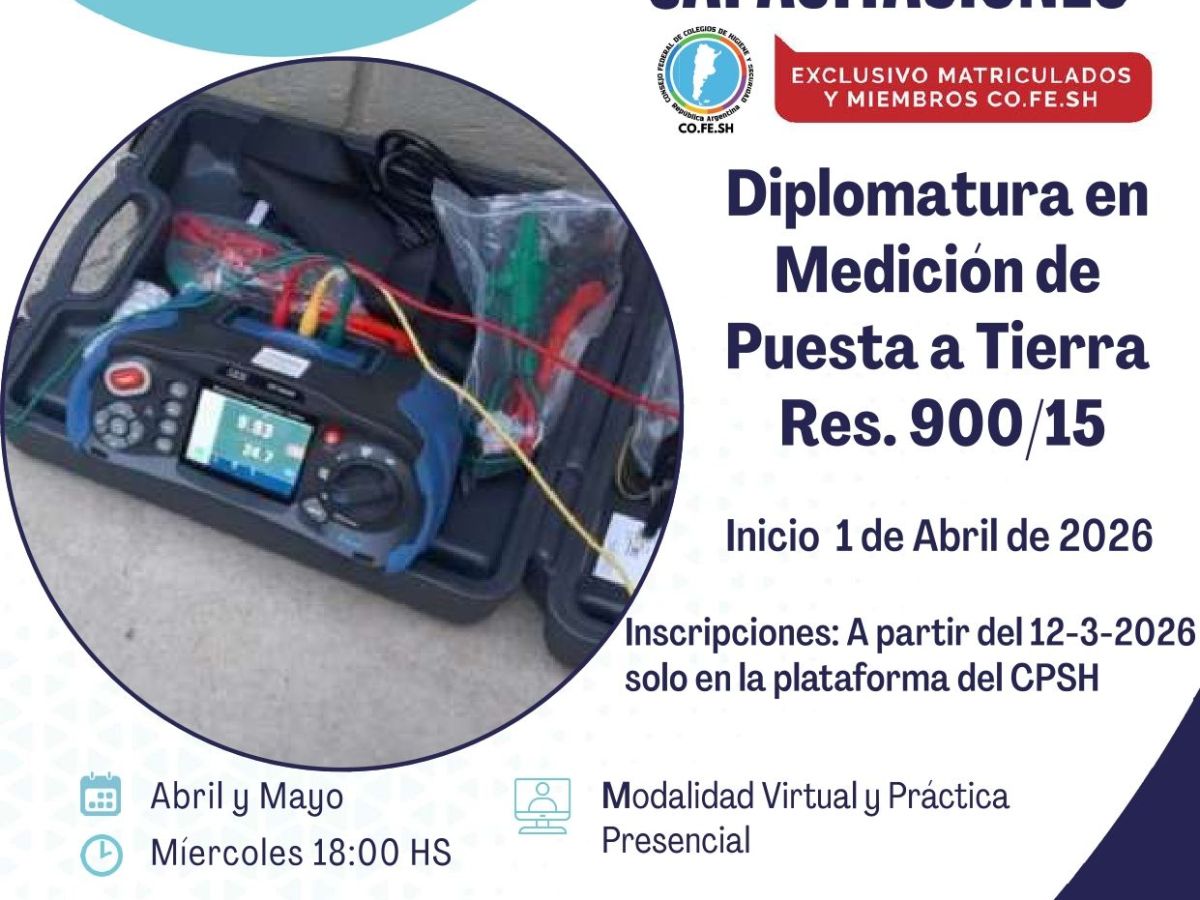 El CPHS invita a la  «Diplomatura en Medición de Puesta a Tierra – Res. 900/15»