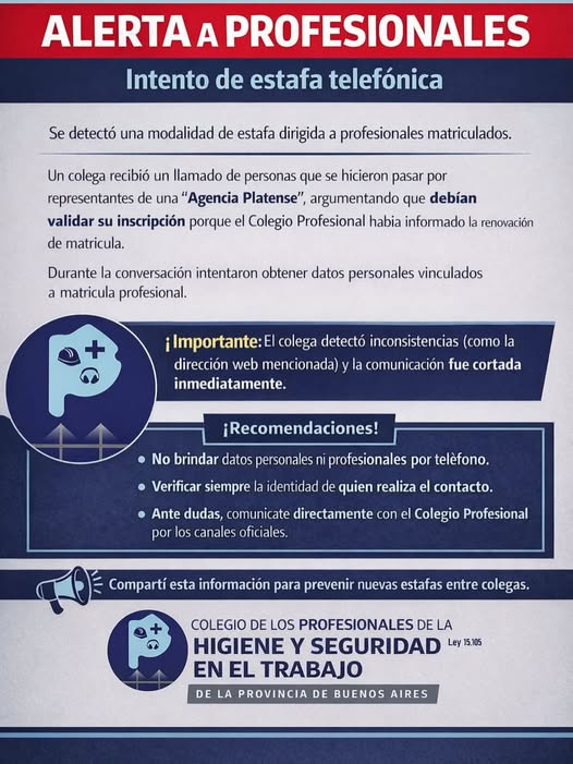 El CPHS detectó una modalidad de estafa telefónica dirigida a profesionales matriculados