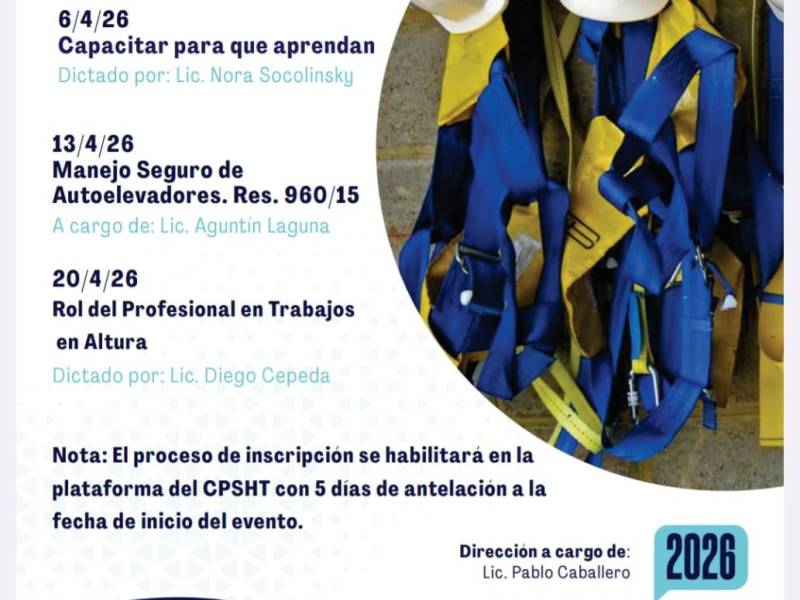 El Colegio de los Profesionales de la Higiene y Seguridad presentó el cronograma de capacitaciones de abril