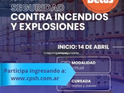 En el mes de la higiene y seguridad, el CPHS sortea becas para la Diplomatura en seguridad contra incendios y explosiones