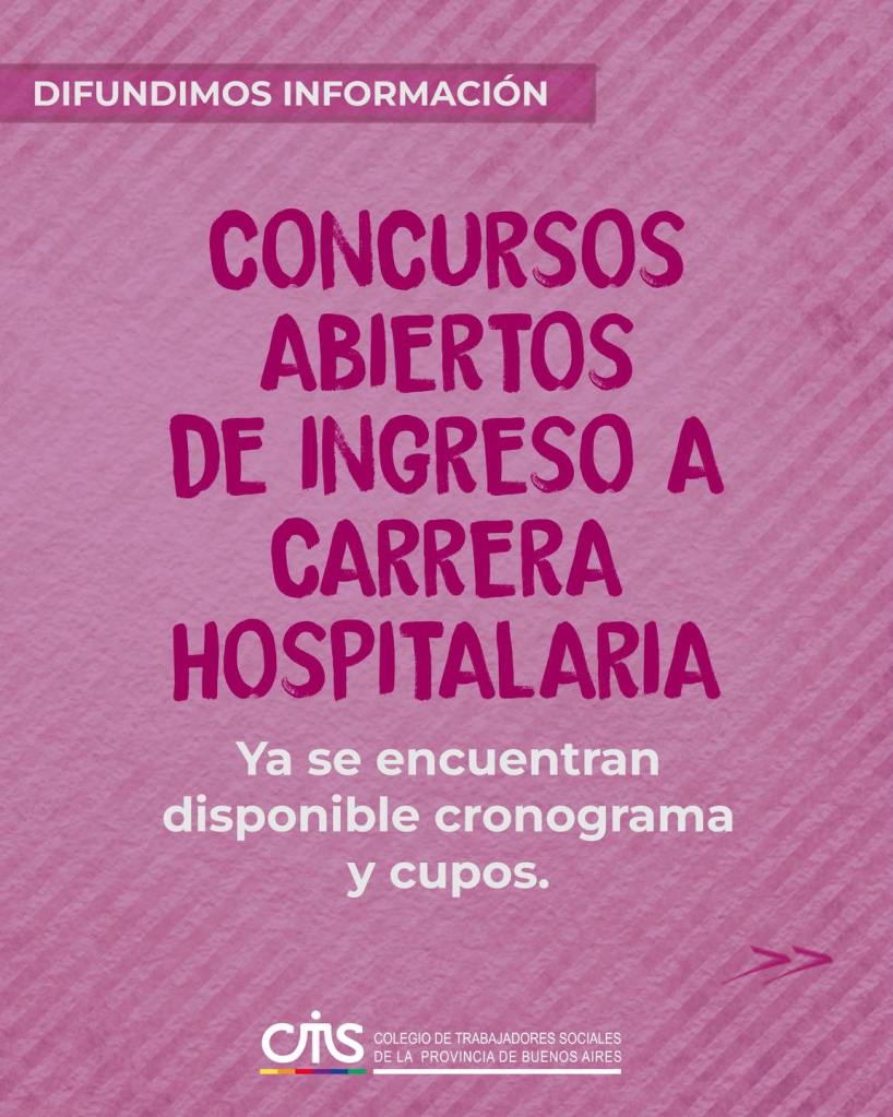 Trabajo social: Concurso abierto de ingreso al escalafón de la Carrera Profesional Hospitalaria para la cobertura de los cargos vacantes