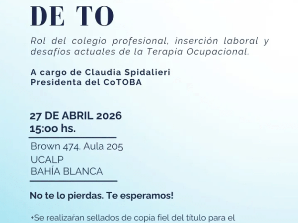 El CoTOBA invita a una charla para profesionales de Terapia Ocupacional en Bahía Blanca