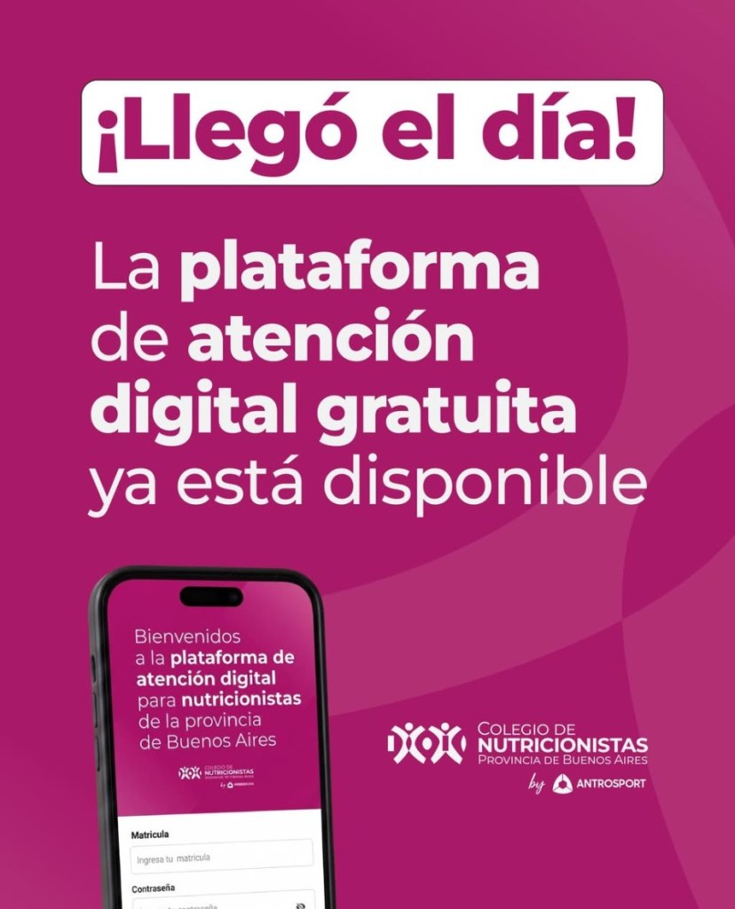 Está disponible la Plataforma de Atención Digital para Nutricionistas de la provincia de Buenos Aires