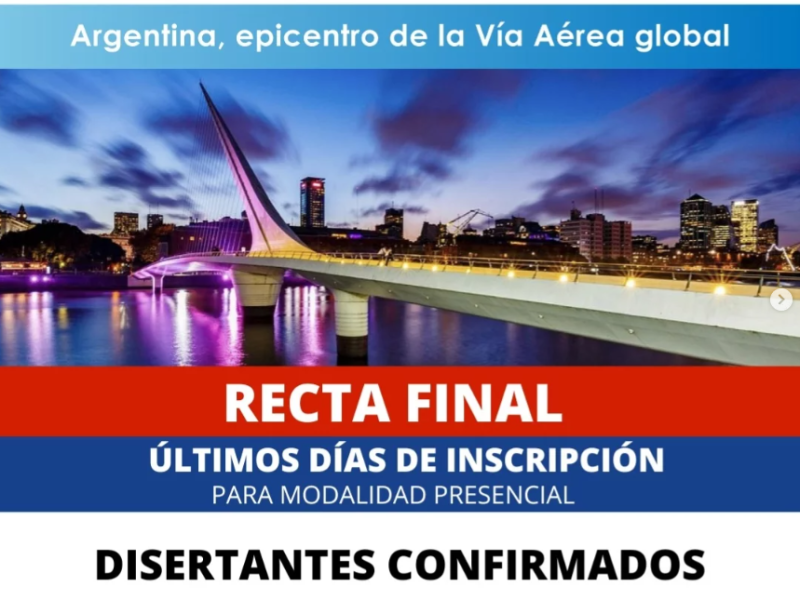 Últimos días para inscribirse al 1er. Congreso Internacional de Vía Aérea FAAAAR–AAARBA